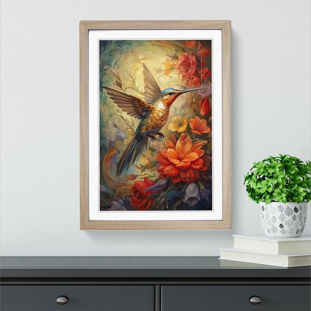 Hummingbird Renaissance - Single Picture Frame Print on Wood Marlow Home Co. Format: Oak Framed, Size: 34cm H x 25cm W x 2cm D on Productcaster.