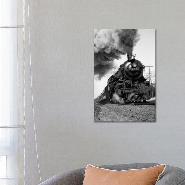 1920s-1930s Steam Engine Pulling Passenger Train Smoke Billowing Form Exhaust Stack by Vintage Images - Wrapped Canvas Print Latitude Run Size: 66.04c on Productcaster.