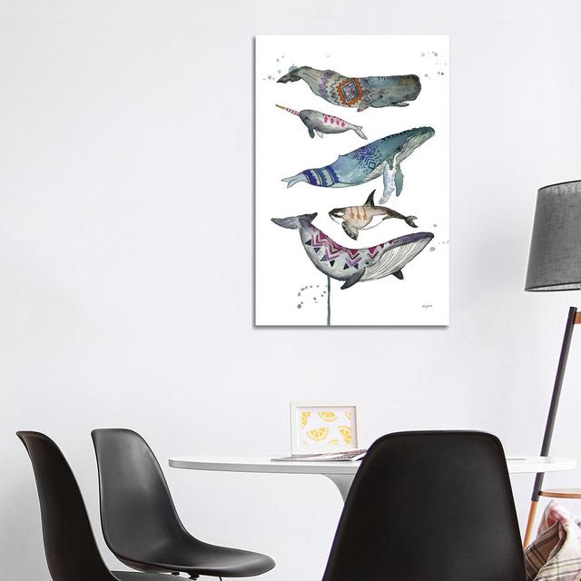 Tribal Whales by Kelsey McNatt - Wrapped Canvas Graphic Art House of Hampton Size: 101.6cm H x 66.04cm W x 3.81cm D on Productcaster.