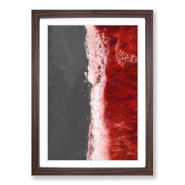 The Red Ocean Waves in Abstract - Picture Frame Graphic Art Print East Urban Home Frame Option: Walnut Framed, Size: 36cm H x 27cm W x 2cm D on Productcaster.