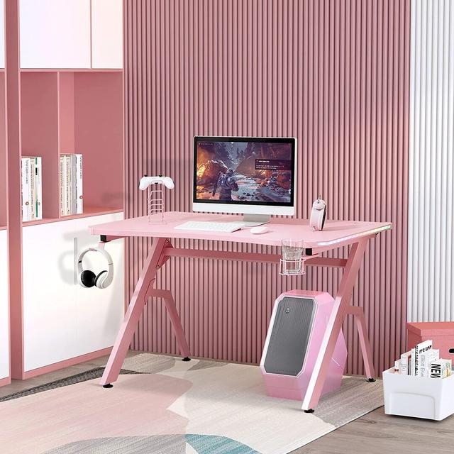 Dalessandro Metal Base Computer Desk Hashtag Home Colour: Pink on Productcaster.