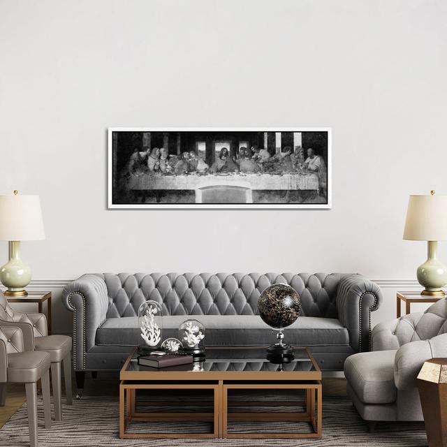 The Last Supper II by Leonardo Da Vinci - Floater Frame Panoramic Painting on Canvas Astoria Grand Size: 51cm H x 152cm W x 4cm D, Frame Option: White on Productcaster.