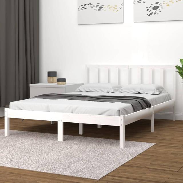 Bed Frame Solid Wood 17 Stories Colour: White, Size: 140 x 200cm on Productcaster.