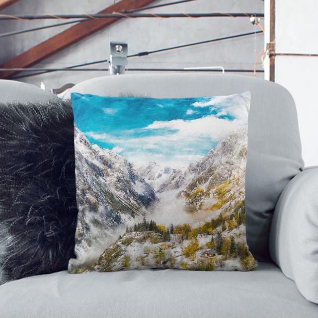 Mountain View in France Painting Cushion with Filling East Urban Home Size: 55cm H x 55cm W x 20cm D, Backing Colour: Black on Productcaster.