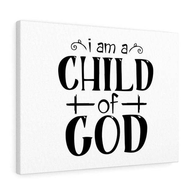 Child of God Cross - Wrapped Canvas Typography Blue Elephant Size: 28cm H x 36cm W on Productcaster.