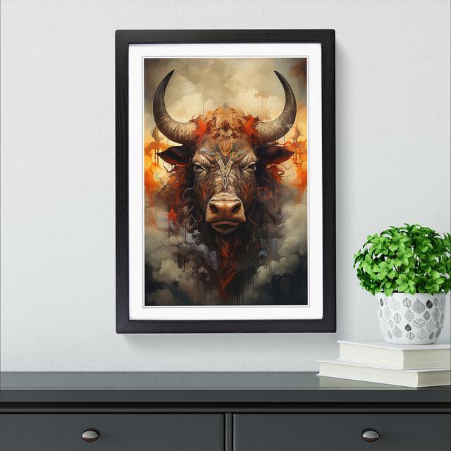 Buffalo Symbolism Big Box Art Size: 34cm H x 25cm W x 2cm D, Frame Colour: Black Framed on Productcaster.