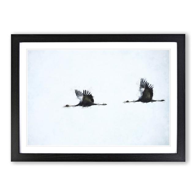 Flying Crane Birds - Picture Frame Graphic Art East Urban Home Frame Option: Black Framed, Size: 36cm H x 48cm W x 2cm D on Productcaster.