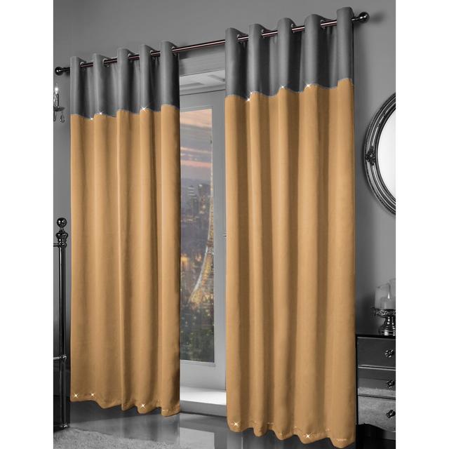 Ladejah Eyelet Blackout Thermal Curtains 17 Stories Panel Size: 167 W x 137 D cm, Colour: Ochre Silver on Productcaster.