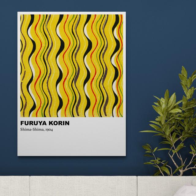 Casselton Yellow Pattern Shima-Shima by Furuya Korin - Wrapped Canvas Print Latitude Run Size: 117cm H x 81cm W x 5cm D on Productcaster.