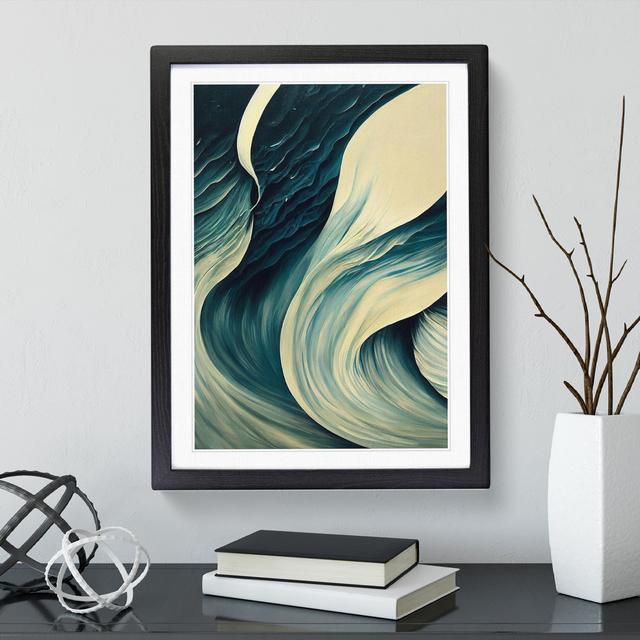 Tranquil Ocean Wave Abstract - Picture Frame Graphic Art Metro Lane Frame Colour: Black Framed, Size: 46cm H x 34cm W x 2cm D on Productcaster.