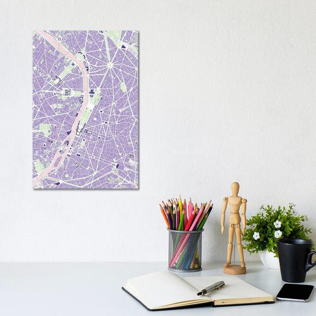 Paris Violet by Planos Urbanos - Wrapped Canvas Gallery-Wrapped Canvas Giclée Borough Wharf Size: 30.48cm H x 20.32cm W on Productcaster.