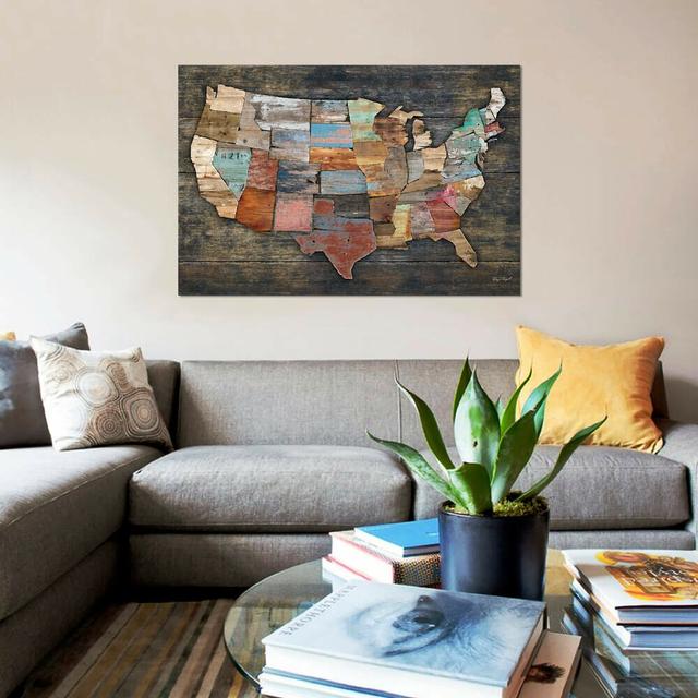 USA Map I by Diego Tirigall - Print on Canvas East Urban Home Format: Floater Framed, Size: 101.6cm H x 152.4cm W x 3.81cm D on Productcaster.