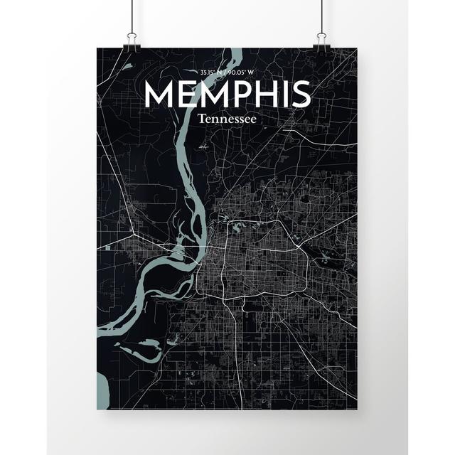 Memphis City Map - Unframed Graphic Art Print on Paper East Urban Home Size: 50.8cm H x 40.6cm W x 0.1cm D on Productcaster.