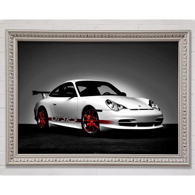 Porsche GT3RS Turbo Weiß Rot - Druck Ebern Designs Größe: 84,1 cm H x 118,9 cm B x 3 cm T, Format: Poster mit weißem Rahmen on Productcaster.