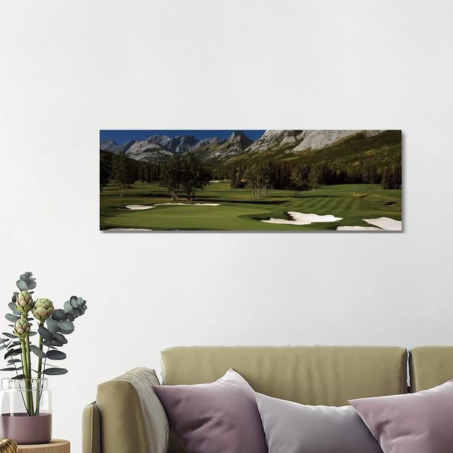 Double Green, Mt. Kidd Course, Kananaskis Country Golf Course, Kananaskis Country, Alberta, Canada by Panoramic Images - Wrapped Canvas Panoramic Prin on Productcaster.