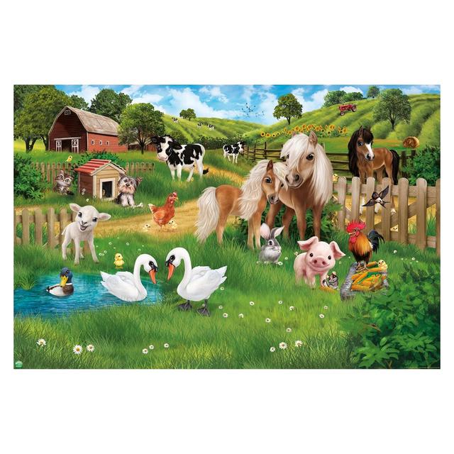 Animal Club International - Animals on the Farm 3.2m x 4.8m Textured Matt Peel & Stick Wall Mural East Urban Home on Productcaster.