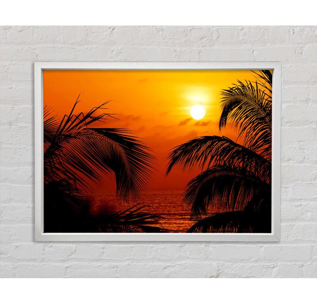 Orange Palmtree Sun - Single Picture Frame Art Prints on Canvas Bright Star Size: 59.7cm H x 84.1cm W x 3.3cm D on Productcaster.