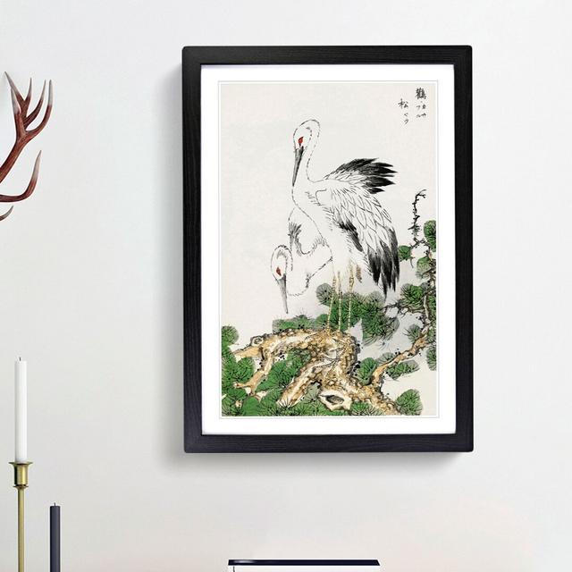 Two Japanese Storks by Numata Kashu - Picture Frame Painting Print on MDF East Urban Home Frame Option: Black Framed, Size: 48cm H x 36cm W x 2cm D on Productcaster.