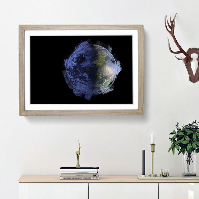 Blue Planet Earth in Abstract - Picture Frame Graphic Art Print East Urban Home Size: 62cm H x 87cm W x 2cm D, Frame Option: Oak Framed on Productcaster.