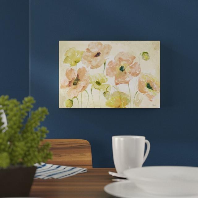 'Blush and Gold Poppies' by Tre Sorelle Studios Watercolour Painting Print on Wrapped Canvas East Urban Home Size: 71.12cm H x 106.68cm W x 3.81cm D on Productcaster.