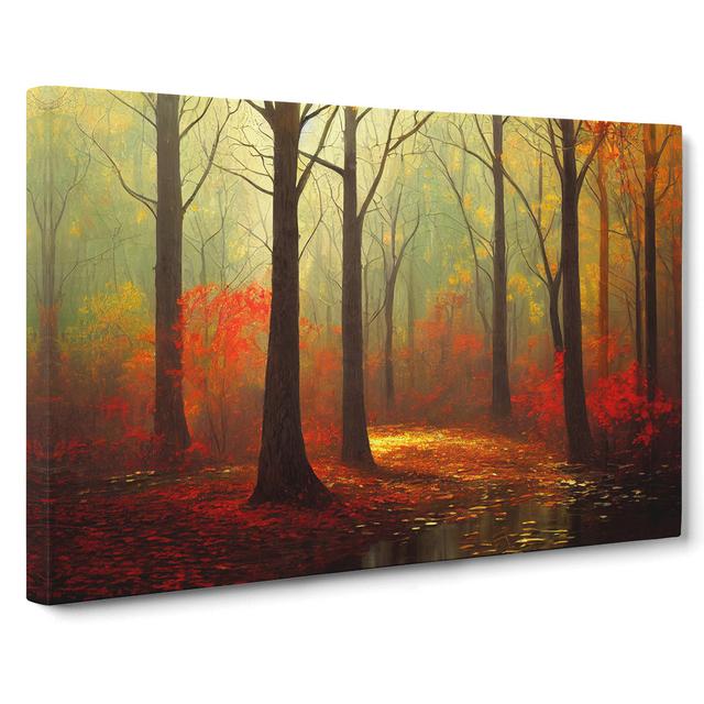 Soothing Autumn Forest - Wrapped Canvas Painting Alpen Home Size: 40cm H x 60cm W x 3cm D on Productcaster.