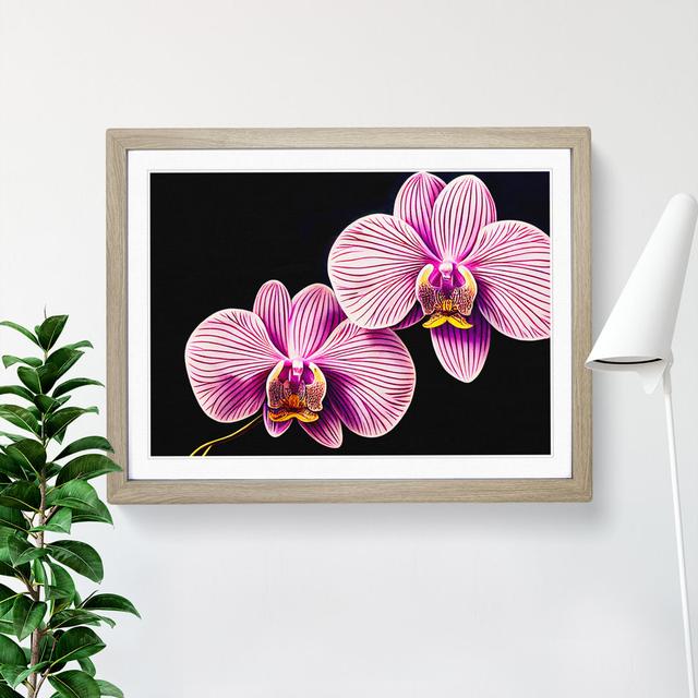 Head Turning Orchid Flowers - Picture Frame Graphic Art 17 Stories Size: 25cm H x 34cm W x 2cm D, Frame Colour: Oak on Productcaster.