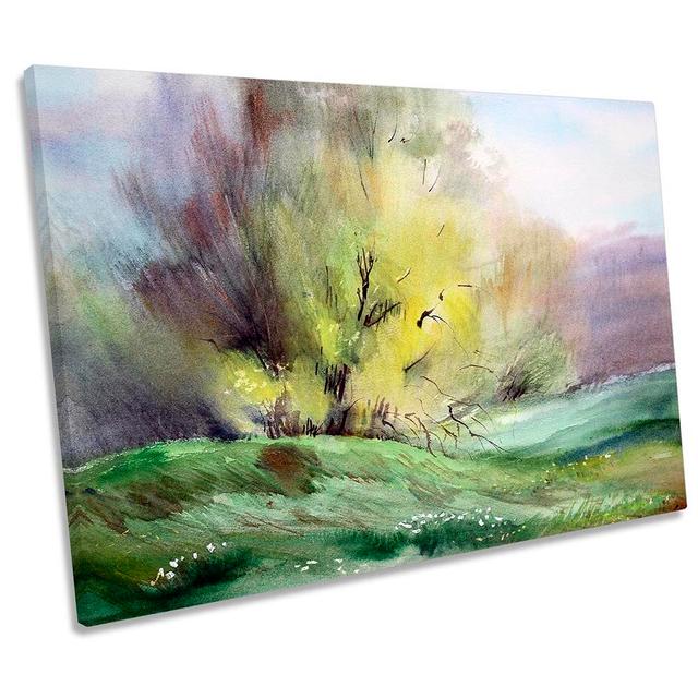 Green Landscape Tree Repro CANVAS WALL ARTWORK Print Art Rosalind Wheeler Size: 91.4cm H x 137.2cm W x 4cm D on Productcaster.