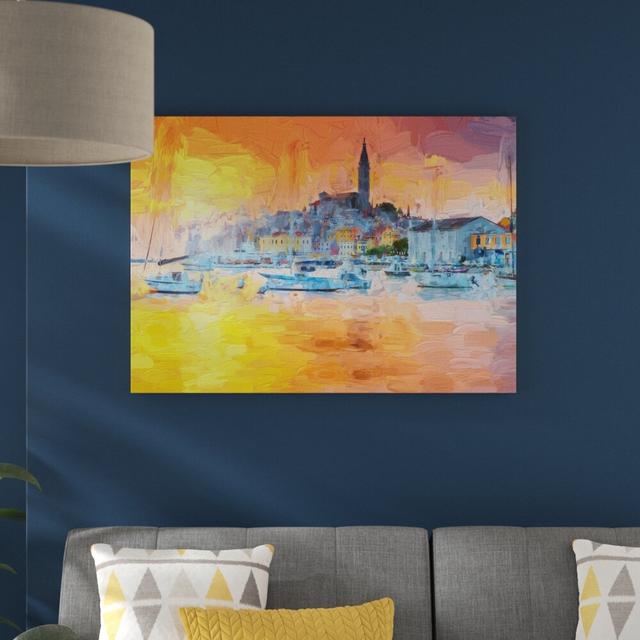 Leinwandbild „Kroatische Hafenstadt bei Sonnenuntergang“, Grafikdruck East Urban Home Größe: 40 cm H x 60 cm B on Productcaster.