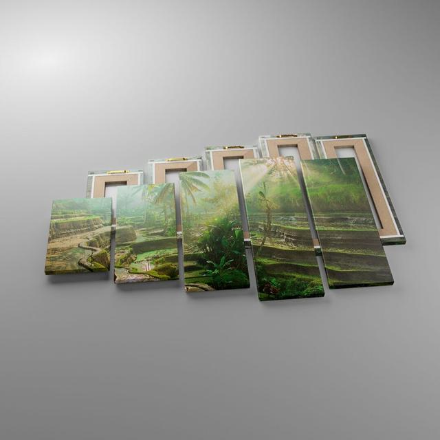 Terraces Rice Palm Trees - 5 Piece Wrapped Canvas Photograph Ebern Designs Size: 60cm H x 100cm W x 1.8cm D on Productcaster.