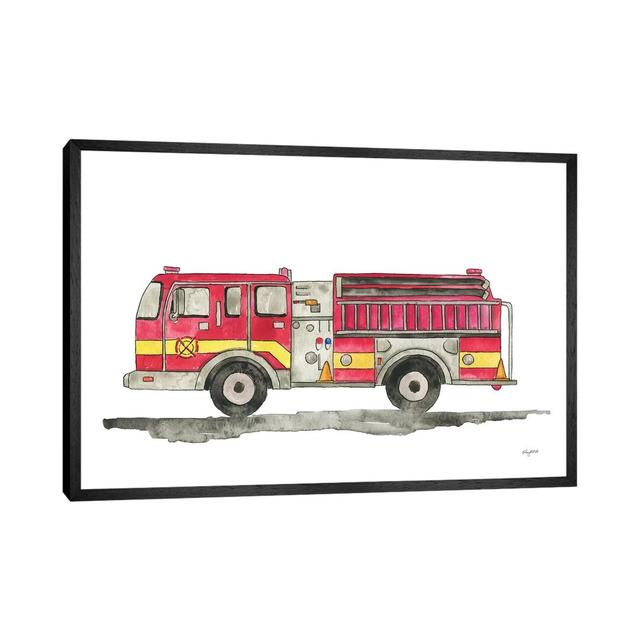 Fire Truck - Print on Canvas Williston Forge Size: 45.72cm H x 66.04cm W x 3.81cm D, Format: Black Framed on Productcaster.