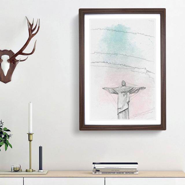 Corcovado in Rio De Janeiro Brazil Abstract - Picture Frame Graphic Art Print East Urban Home Size: 87cm H x 62cm W x 2cm D, Frame Option: Walnut Fram on Productcaster.