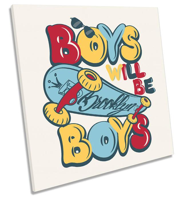 Brooklyn Skater Boys - Wrapped Canvas Typography Happy Larry Size: 60cm H x 60cm W x 2cm D on Productcaster.