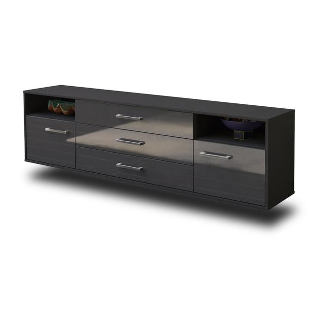 Baelyn TV stand, color: rust/anthracite, flying/metal handles, size: 180x49x35cm Brayden Studio Colour: Grey and anthracite on Productcaster.