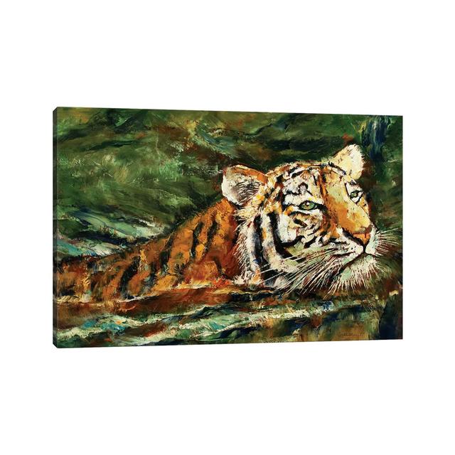 Swimming Tiger by Michael Creese - Wrapped Canvas Painting ClassicLiving Size: 20.32cm H x 30.48cm W x 1.905cm D on Productcaster.