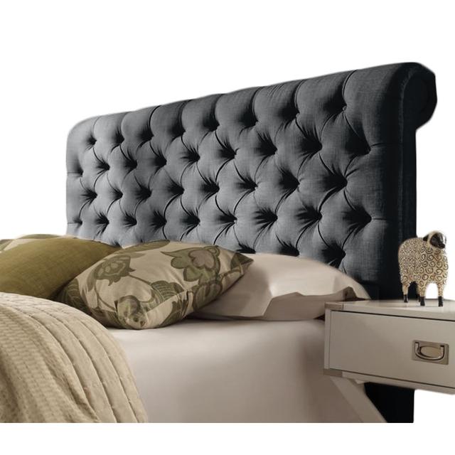 Upholstered Headboard Mercer41 Colour: Charcoal, Upholstery: Naples Velvet, Size: Double (4'6) on Productcaster.