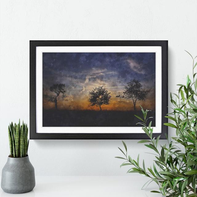 Three Trees at Sunset - Picture Frame Graphic Art East Urban Home Size: 27cm H x 36cm W x 2cm D, Frame Option: Black on Productcaster.