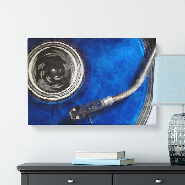 Blue Vinyl Record Painting - Wrapped Canvas Graphic Art East Urban Home Size: 50cm H x 76cm W x 3cm D on Productcaster.