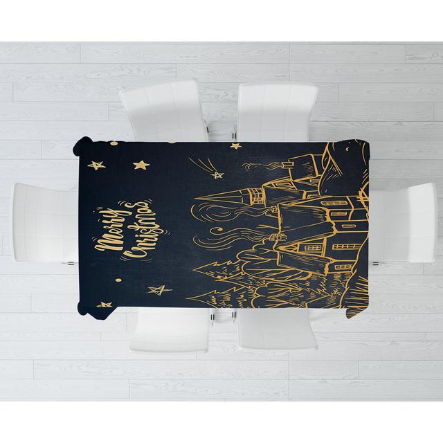 Frohe Weihnachten Schwarzes Tischtuch Lilijan Home & Curtain Größe: 381cm L x 132cm T on Productcaster.