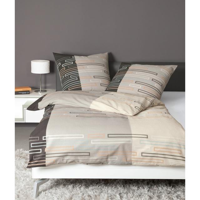 Tango Cotton Striped Duvet Cover Set with Pillowcases Janine Colour: Sand/Brown, Size: 135 x 200cm Duvet Cover + 2 Pillowcase on Productcaster.