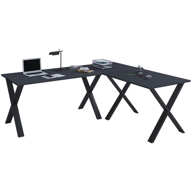 Avey L-Shaped Writing Desk August Grove Colour: Black, Size: 76cm H x 220cm W x 80cm D on Productcaster.