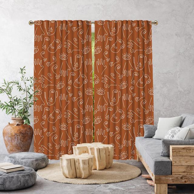 Bowlby Semi Sheer Curtains (Set of 2) Ebern Designs Colour: Brick, Panel Size: 140 x 175cm on Productcaster.