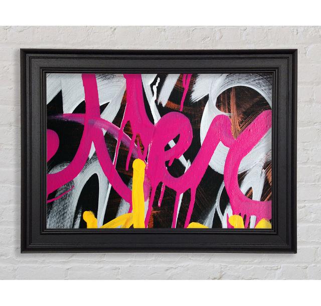 Swirl Of Pink Graffiti Framed Print Ivy Bronx Size: 100cm H x 141.4cm W x 8cm D on Productcaster.