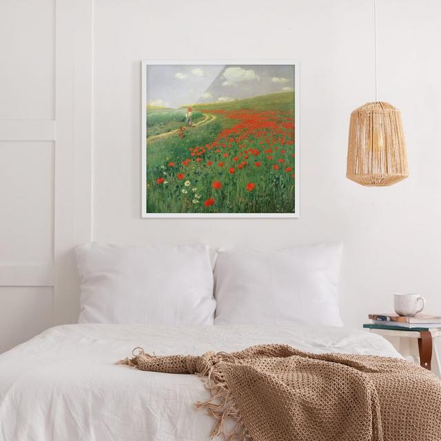 Gerahmter Kunstdruck Summer Landscape with Poppies in Bloom von Pál Szinyei-Merse ClassicLiving Rahmenauswahl: Weißer Rahmen on Productcaster.