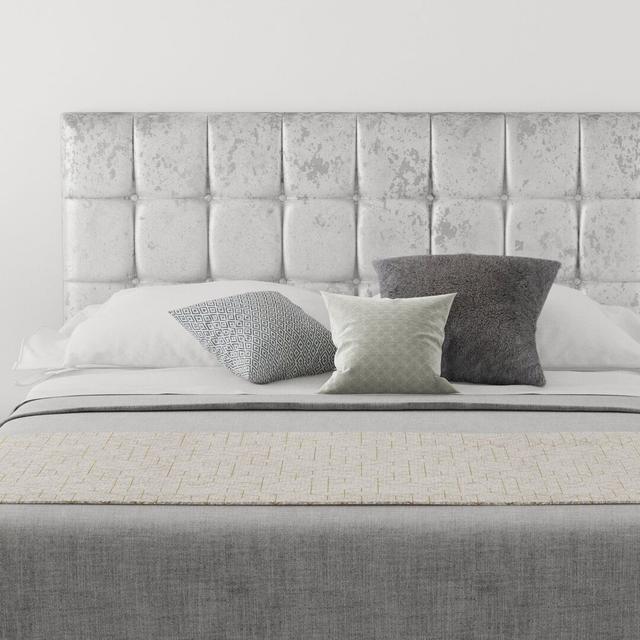 Wellington Upholstered Headboard Fairmont Park Upholstery: Velvet Silver, Size: Double (4'6) on Productcaster.