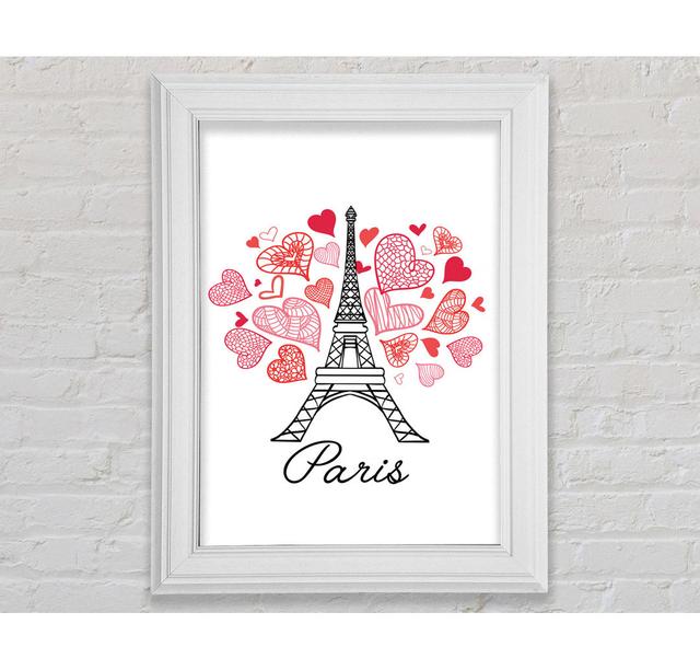 Eiffel Tower Love 2 Framed Print Rosalind Wheeler Size: 29.7cm H x 42cm W on Productcaster.