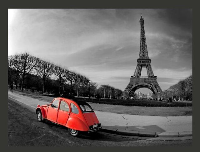 The Tour Eiffel and a Red Car 1.93m x 250cm Wallpaper East Urban Home on Productcaster.