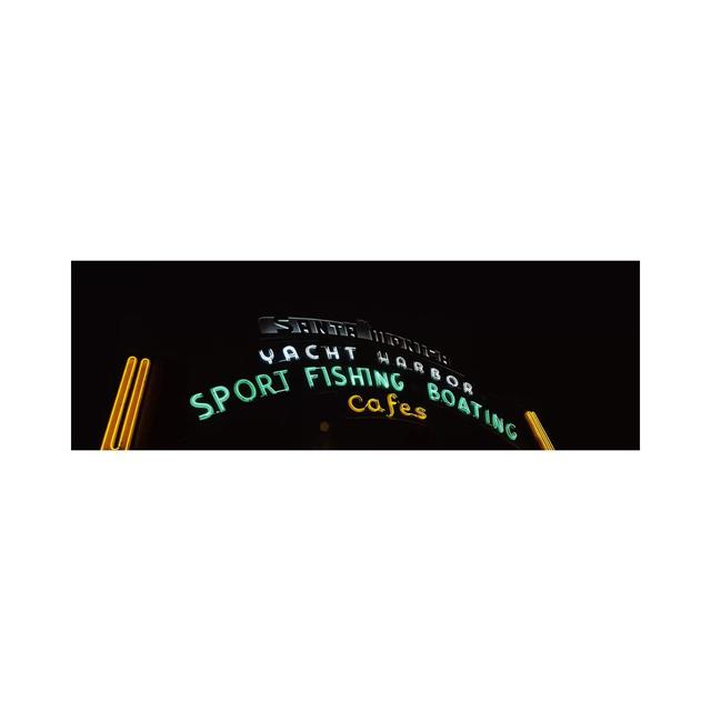 Low Angle View Of A Neon Signboard, Santa Monica Pier, Santa Monica, Los Angeles County, California, USA Ebern Designs Size: 60.96cm H x 182.88cm W x on Productcaster.