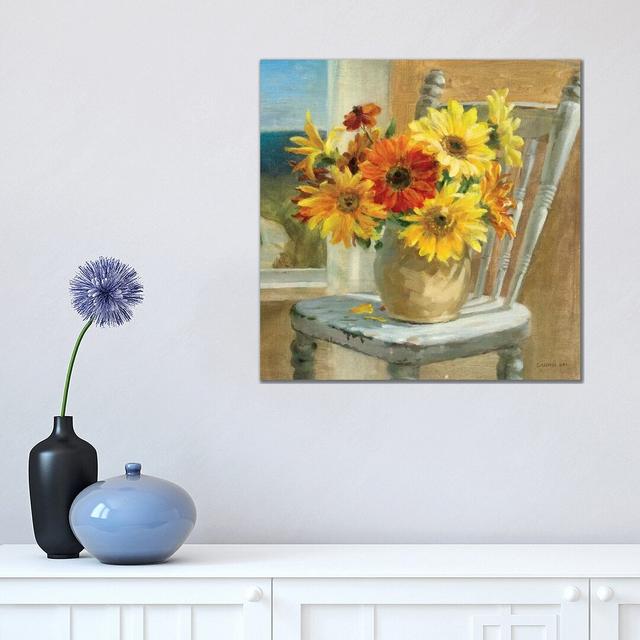 Sunflowers by the Sea Crop by Danhui Nai - Painting Print on Canvas 17 Stories Format: Wrapped Canvas, Size: 45.72cm H x 45.72cm W x 1.91cm D on Productcaster.