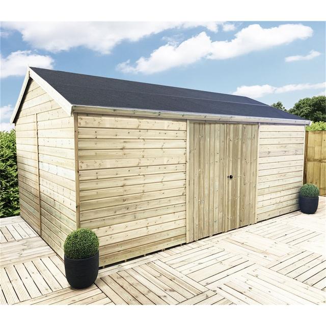 Bergholt 18ft. W x 12ft. D Solid Wood Garden Shed Dakota Fields on Productcaster.