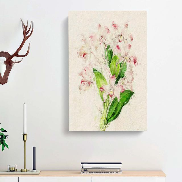 Illustration of Pink Dendrobium Orchids - Wrapped Canvas Painting Print East Urban Home Size: 50cm H x 35cm W x 3cm D on Productcaster.